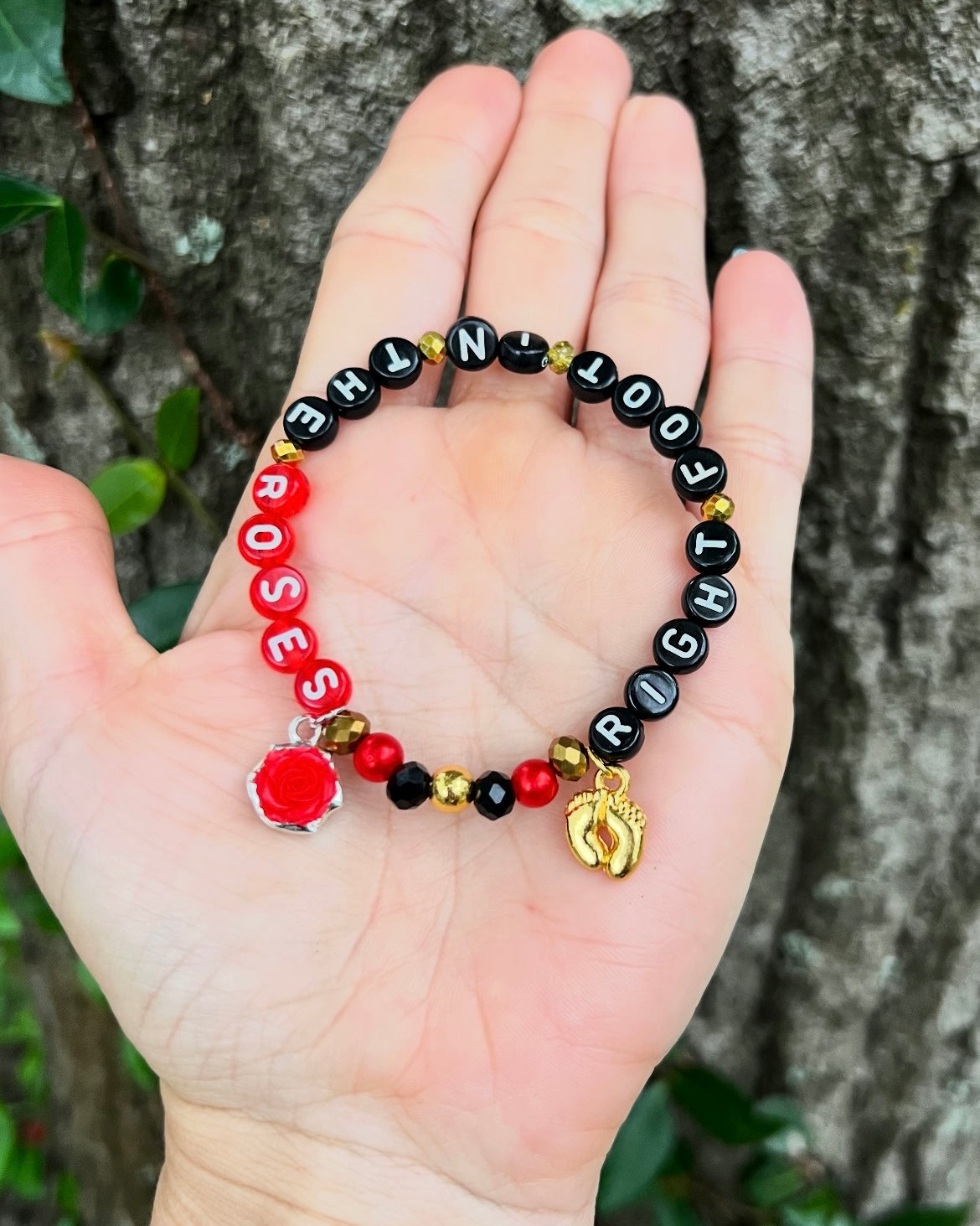 Right Foot In The Roses Bracelet
