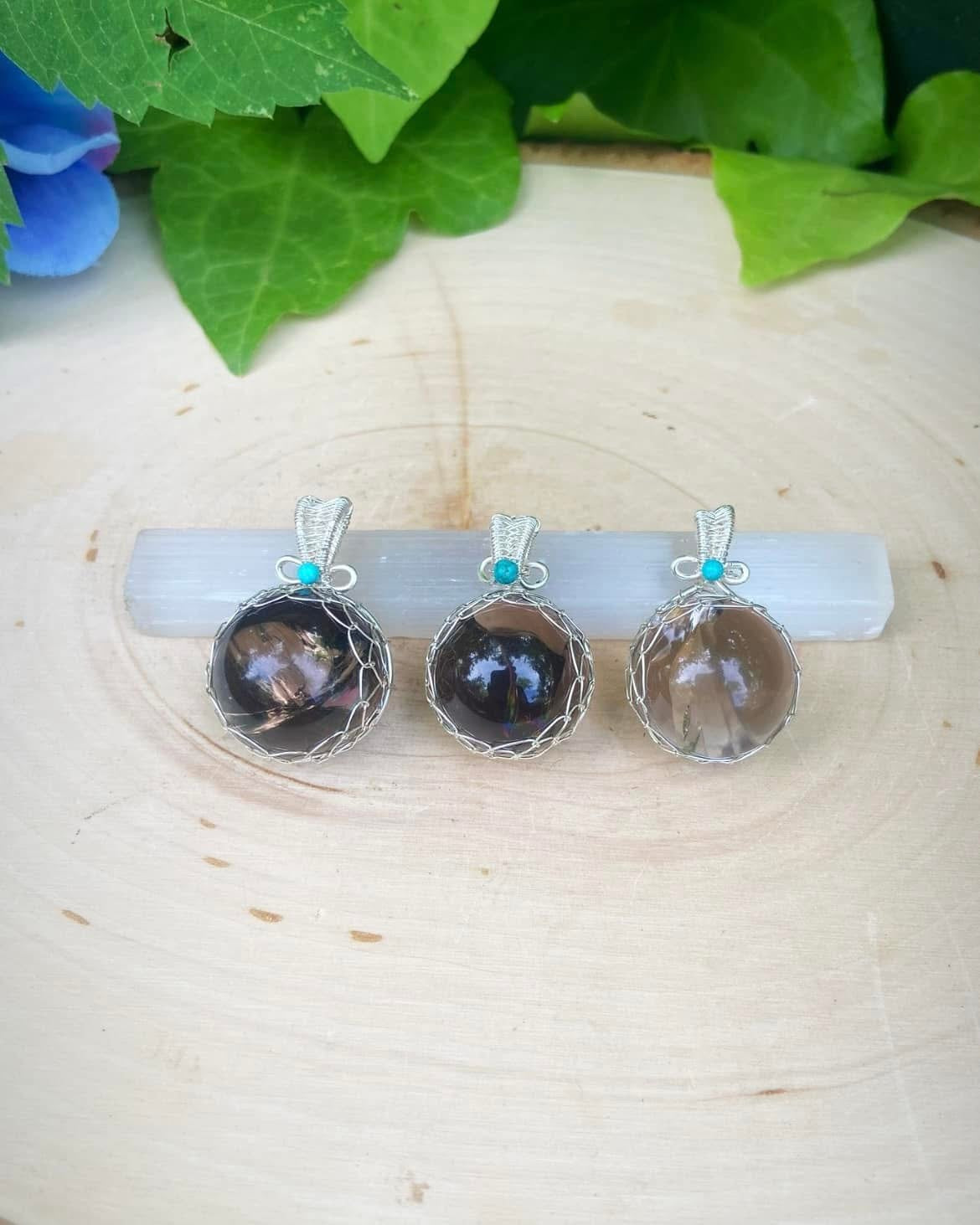 Smoky Quartz Pendants (with rainbows)