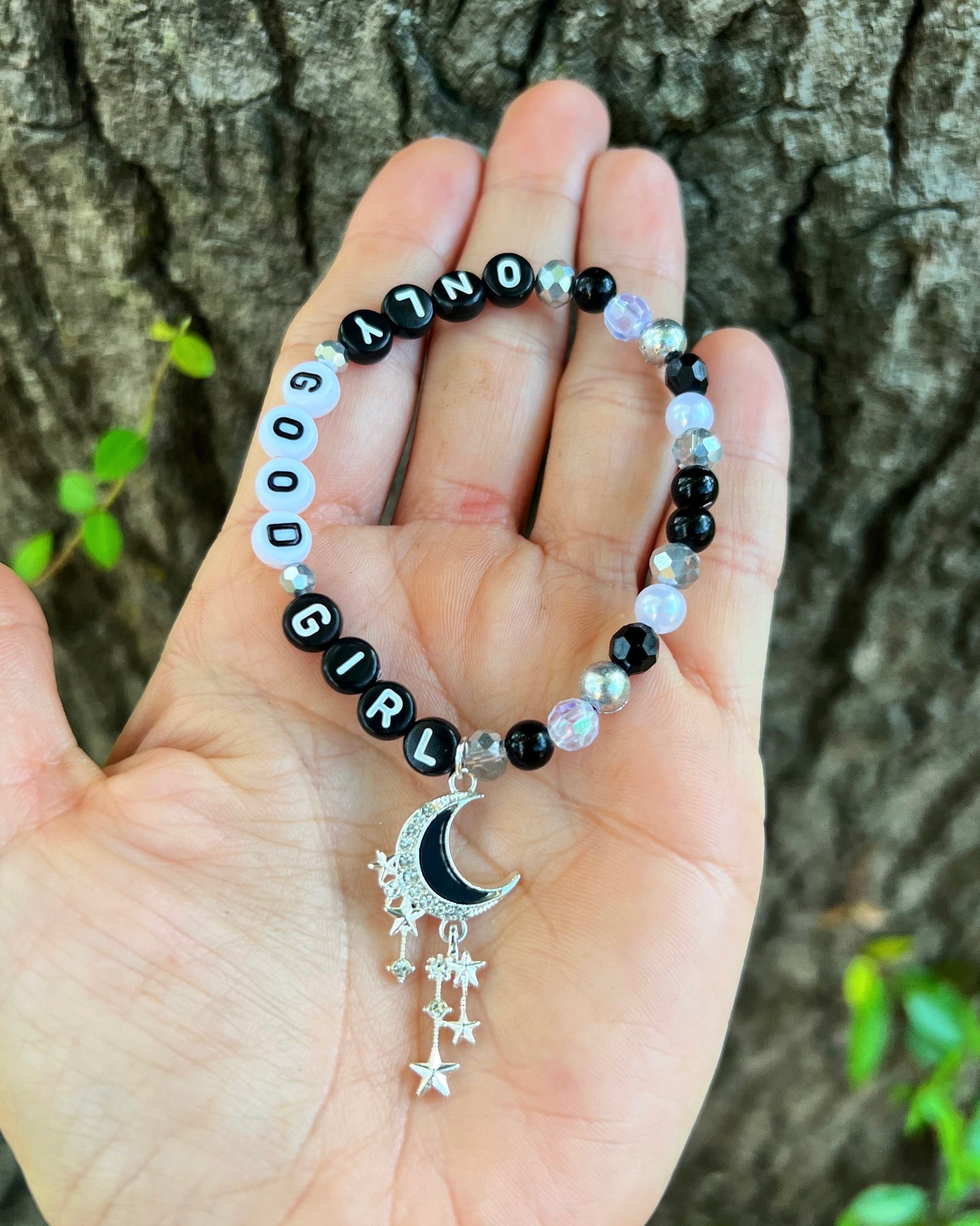 Only Good Girl Bracelet (with Black and White Letter Beads)