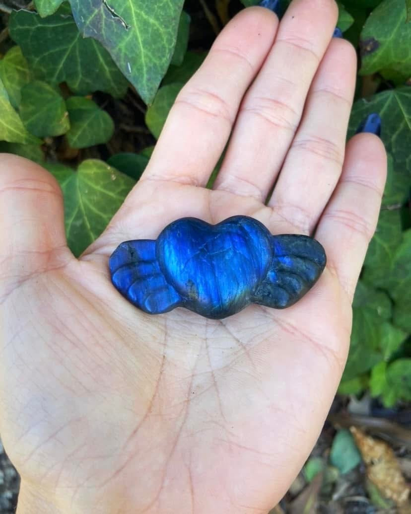 Labradorite Heart with Wings