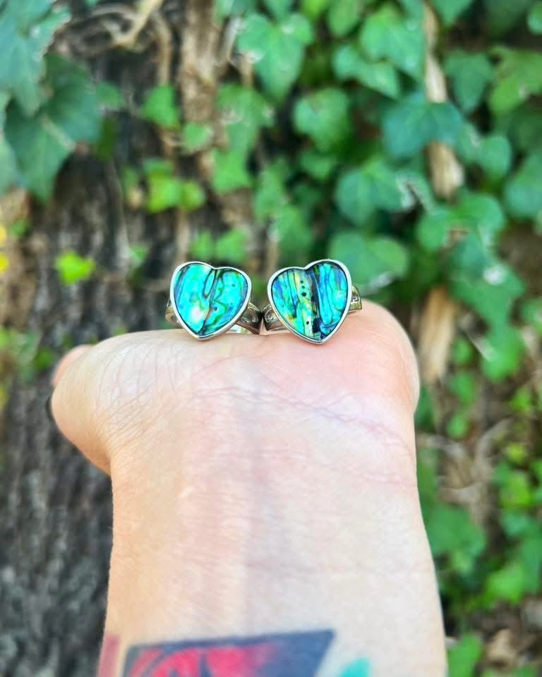 Abalone Shell Heart Rings