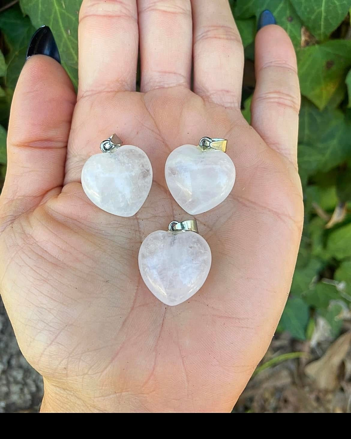 Clear Quartz Heart Pendants