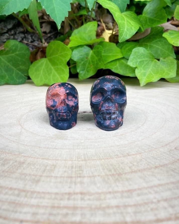 Plum Blossom Jasper Skulls