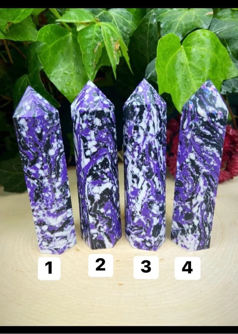 Purple, Black and White Towers