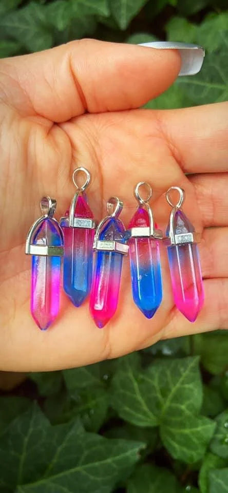 Aura Quartz Pencil Point Pendants