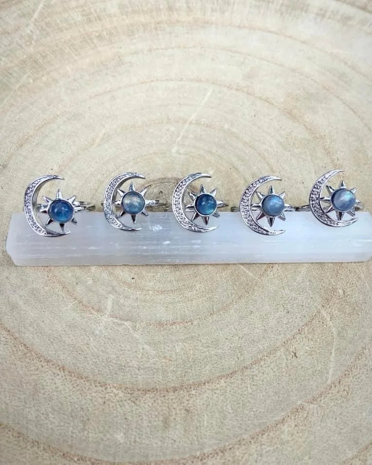 Labradorite Sun and Moon Rings