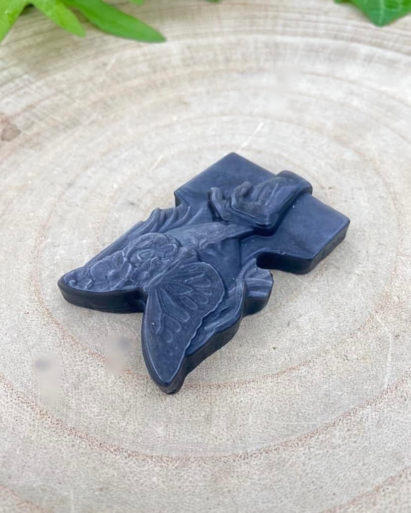 Silver Sheen Obsidian Carving