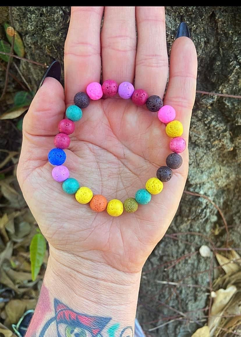 Dyed Lava Stone Bracelets 8mm