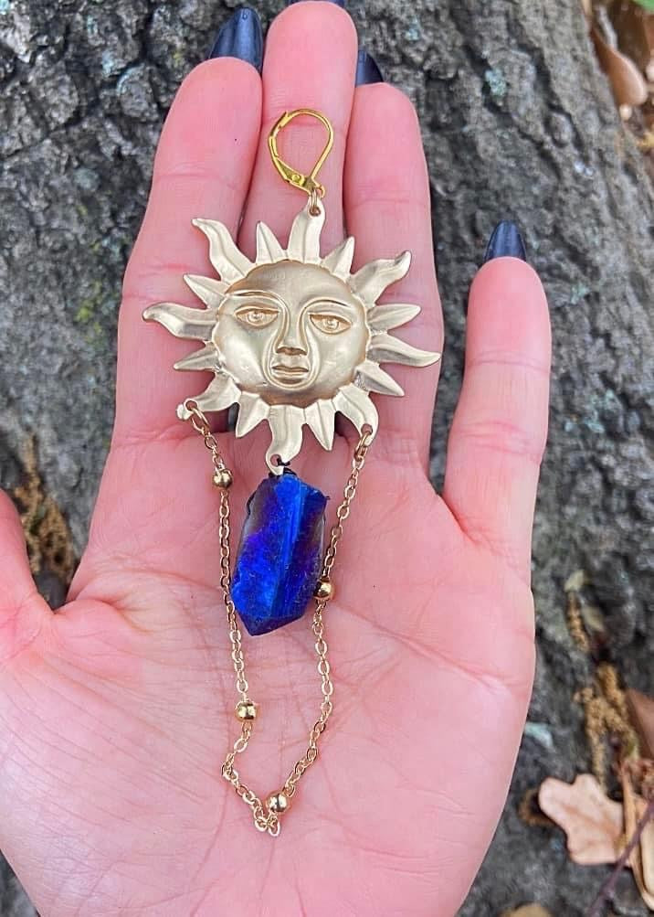 Blue Aura Quartz Earrings