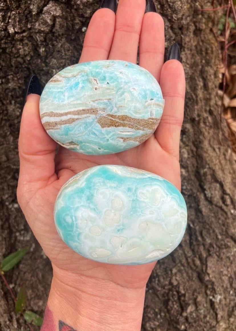 Hemimorphite Palm Stones