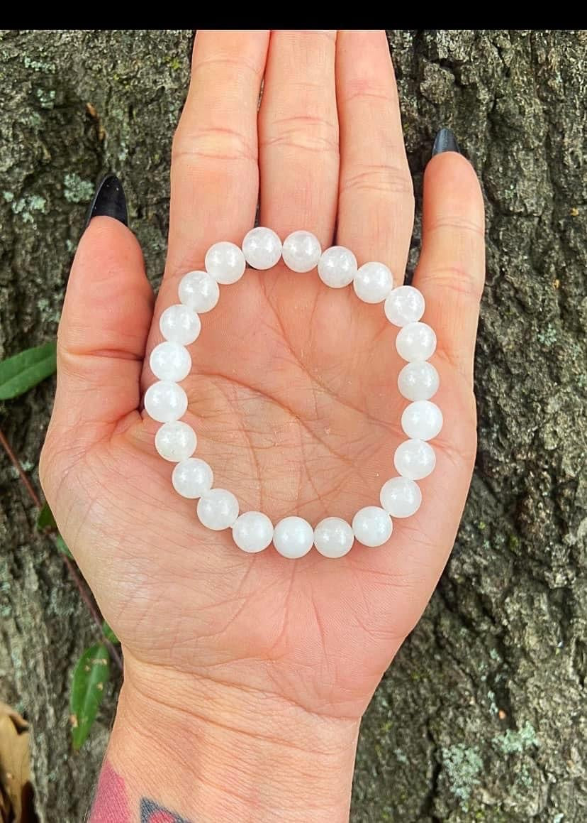 White Jade Bracelets 8mm