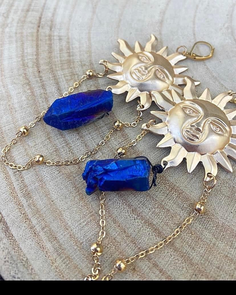 Blue Aura Quartz Earrings
