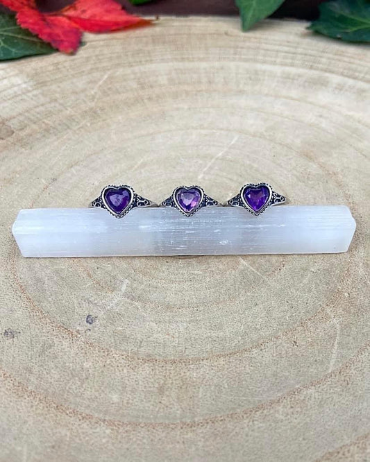 Amethyst Heart Rings