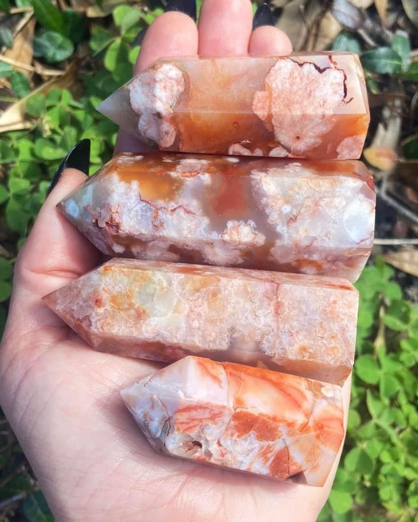 Carnelian Flower Agate Towers