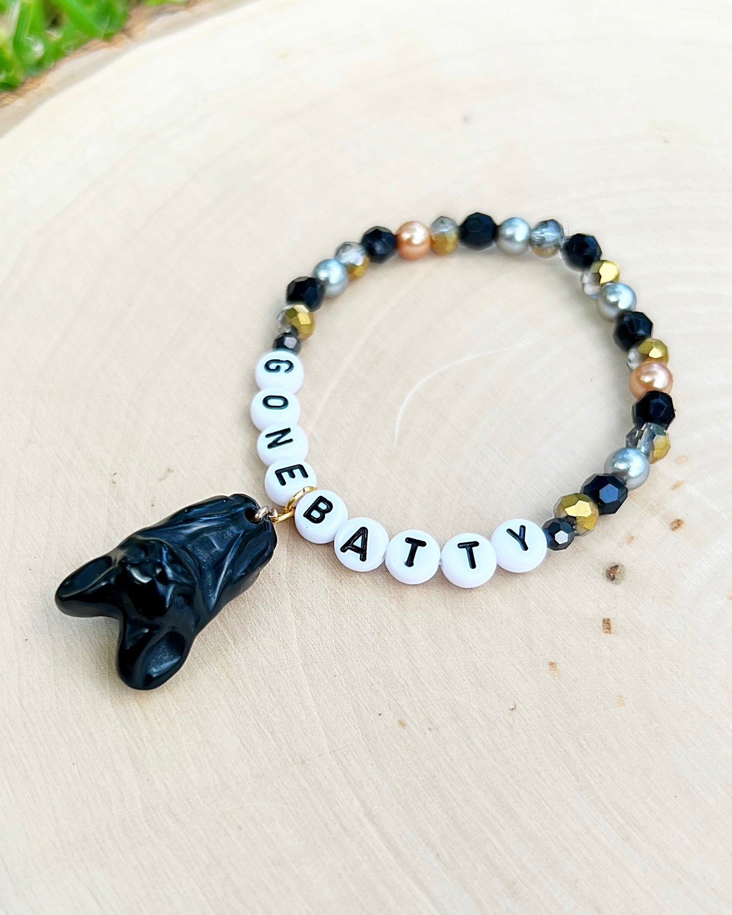 Black Obsidian Bat Bracelet