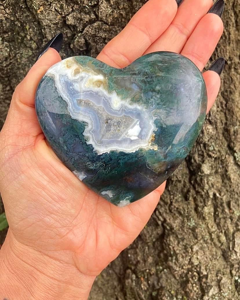 Moss Agate Heart