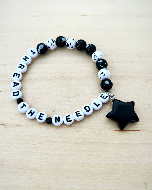 Thread The Needle Bracelet (with black obsidian star)