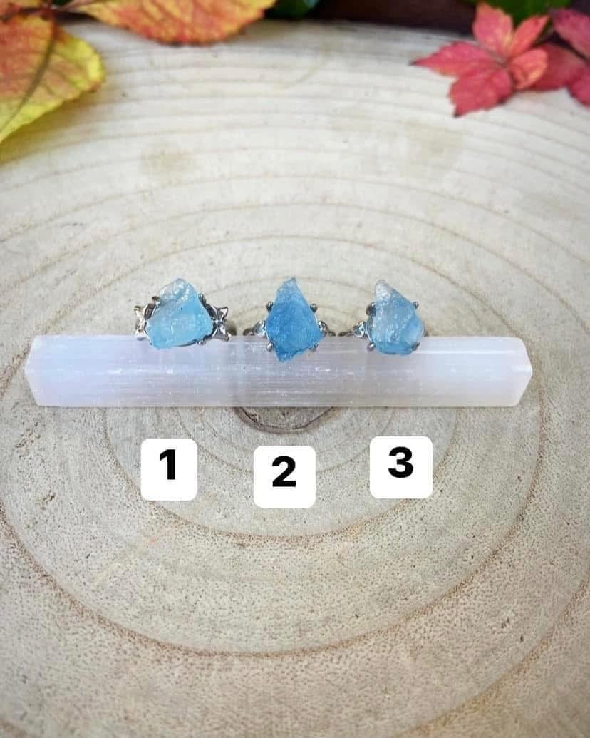 Aquamarine Rough Rock Rings