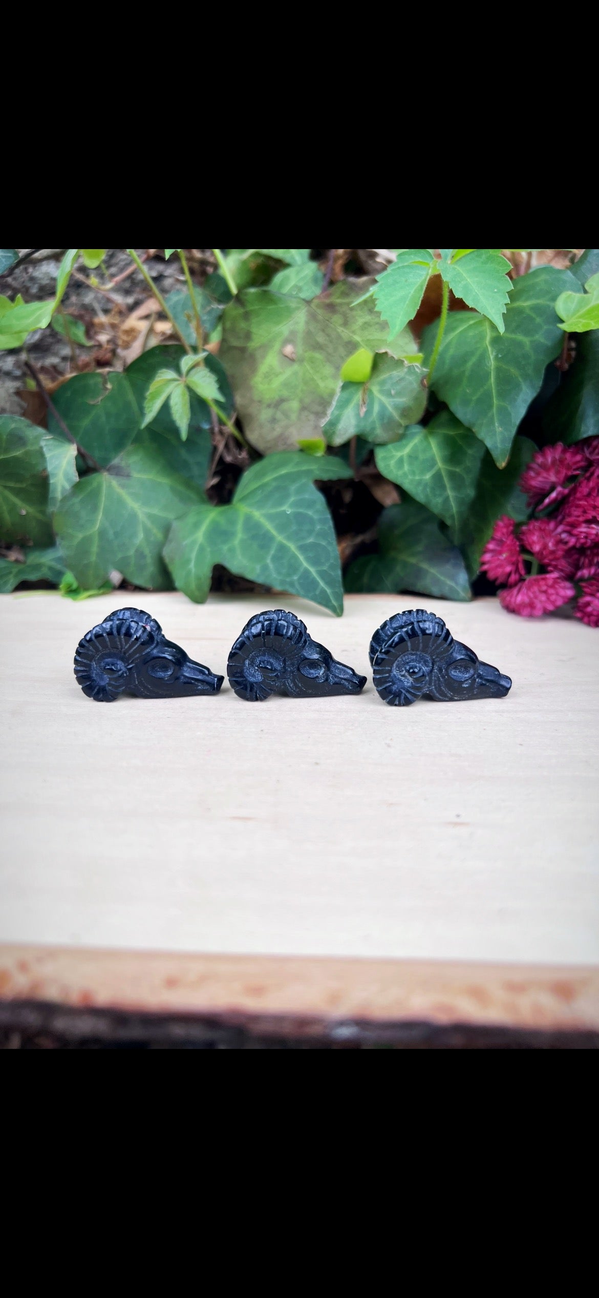 Black Obsidian Ram Heads