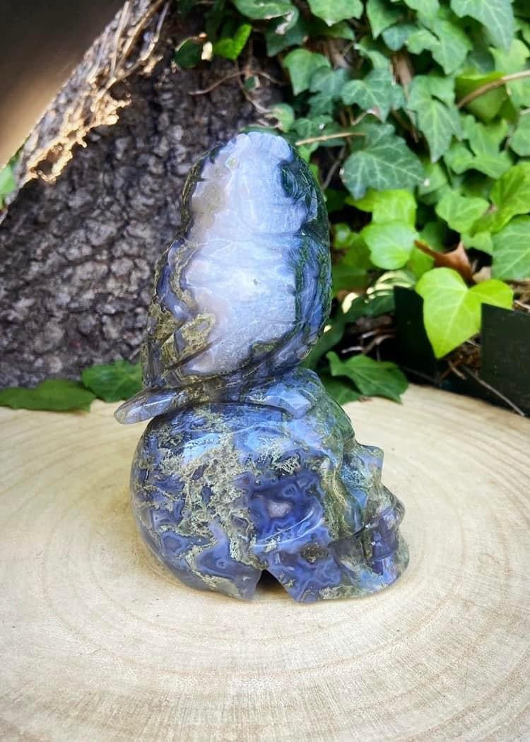 Moss Agate Skull