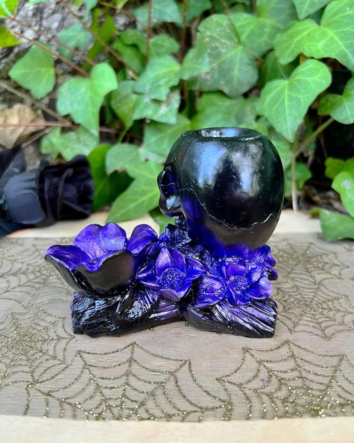 Skull with Flower Sphere Stand