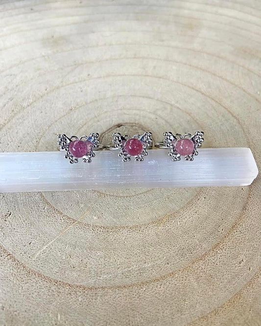 Strawberry Quartz Butterfly Rings