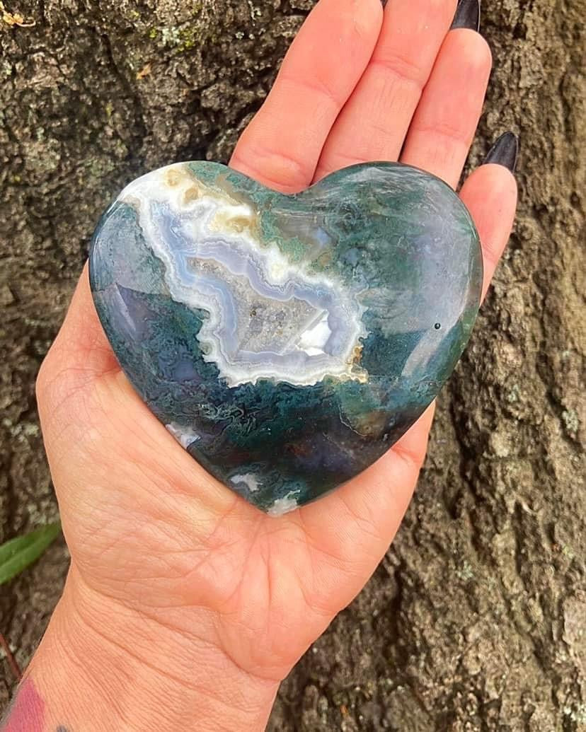 Moss Agate Heart