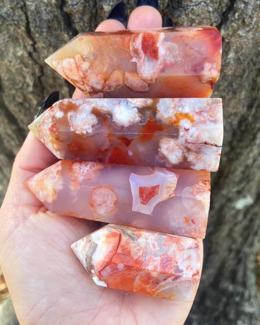 Carnelian Flower Agate Towers