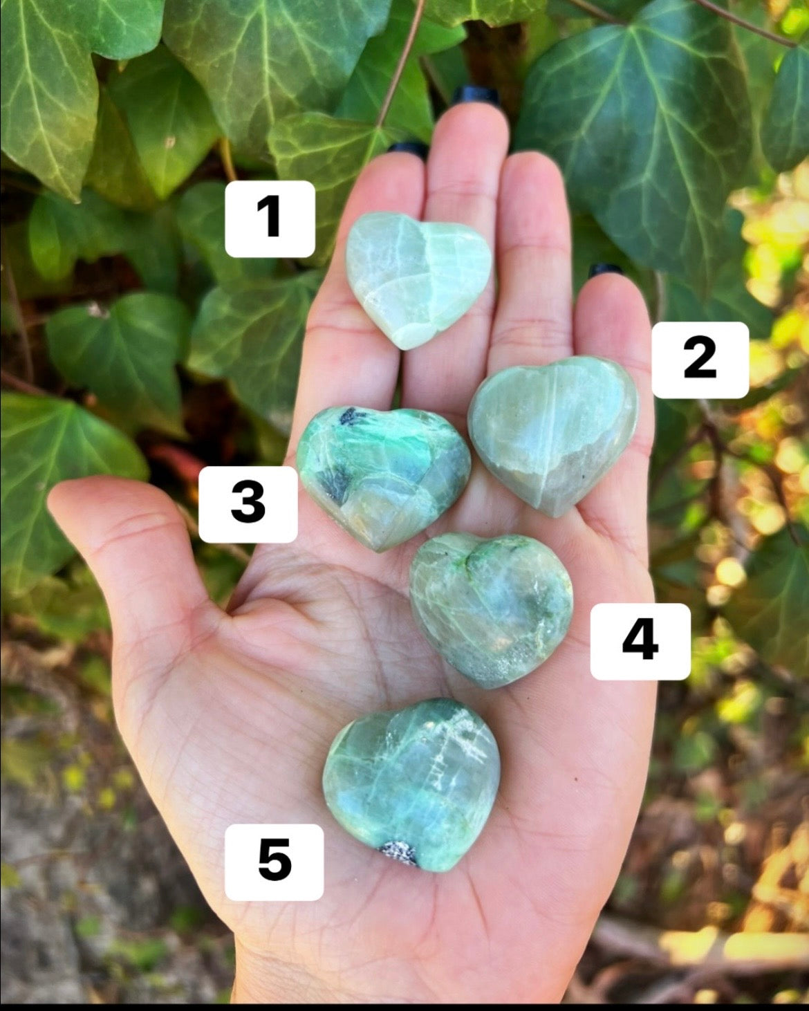 Green Moonstone Hearts