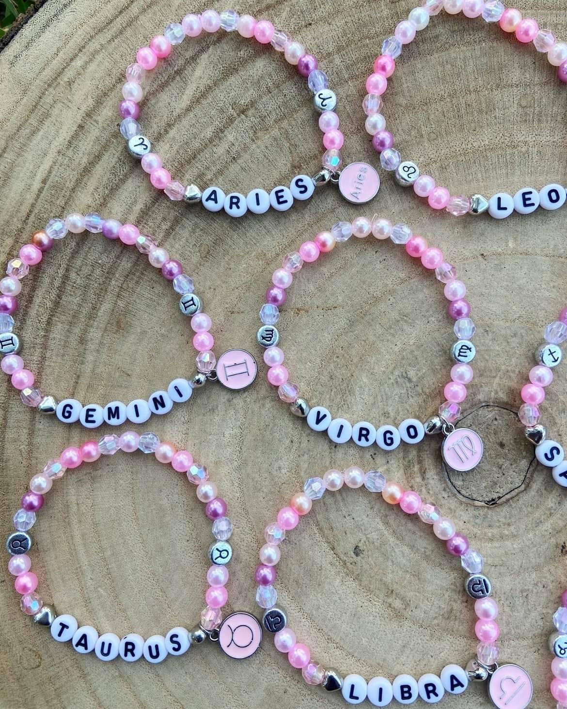 Pink Zodiac Bracelets 6mm