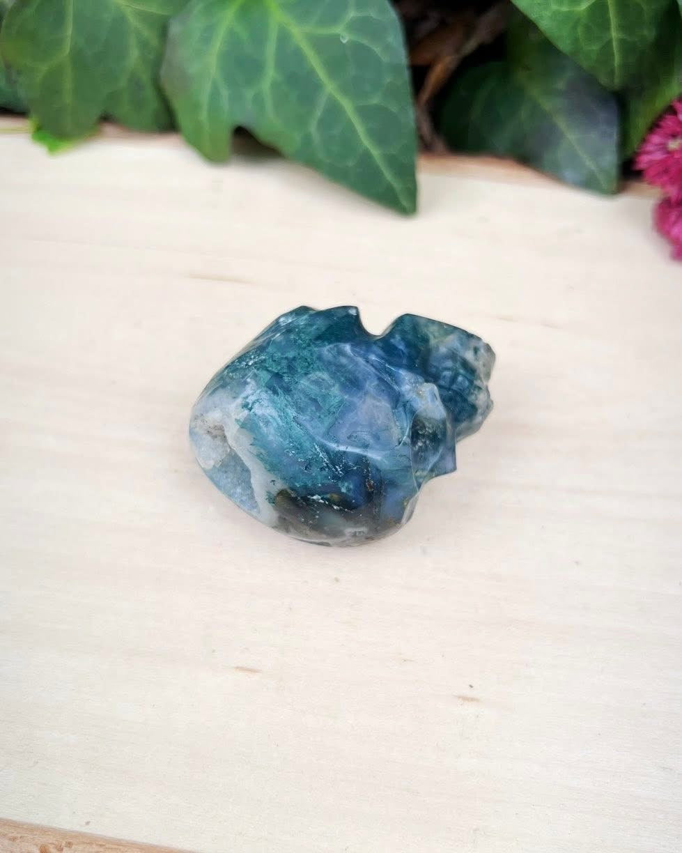 Moss Agate Skull