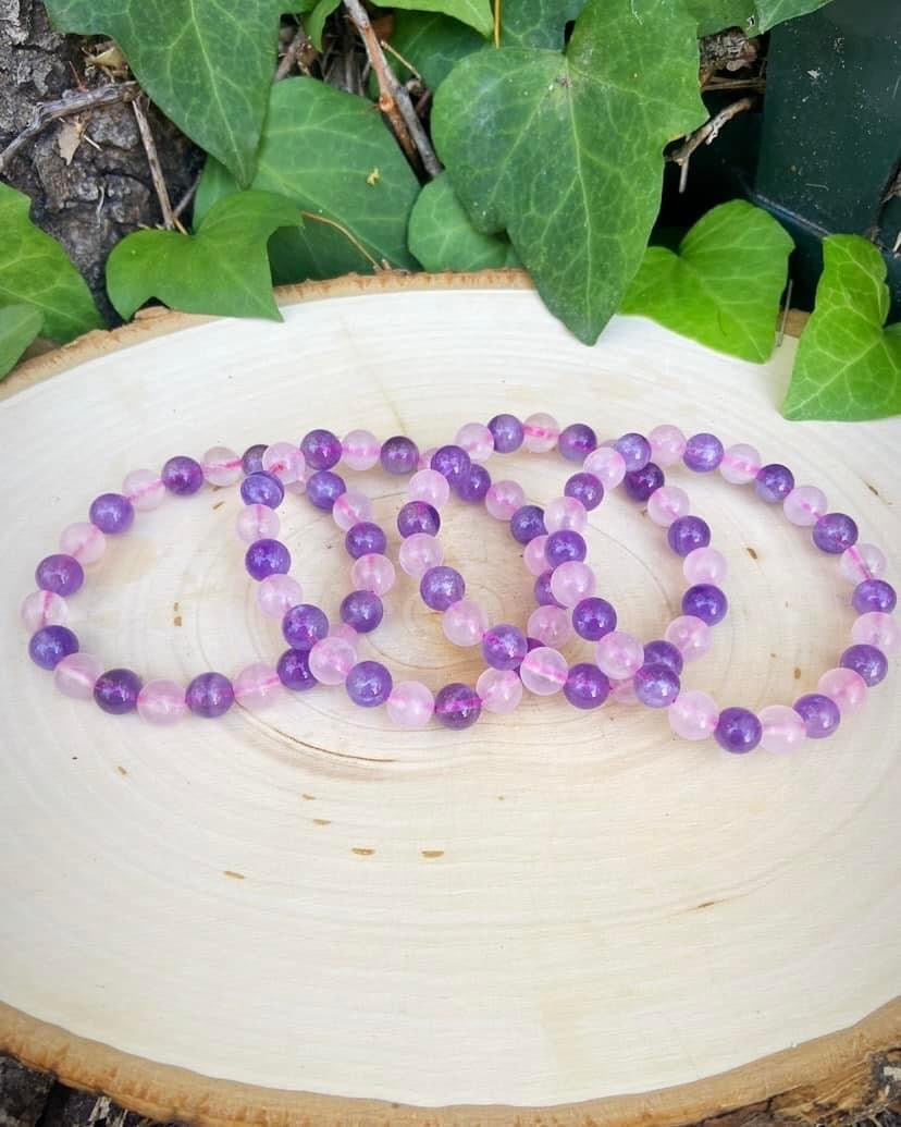 Rose Quartz and Amethyst Bracelets 8mm