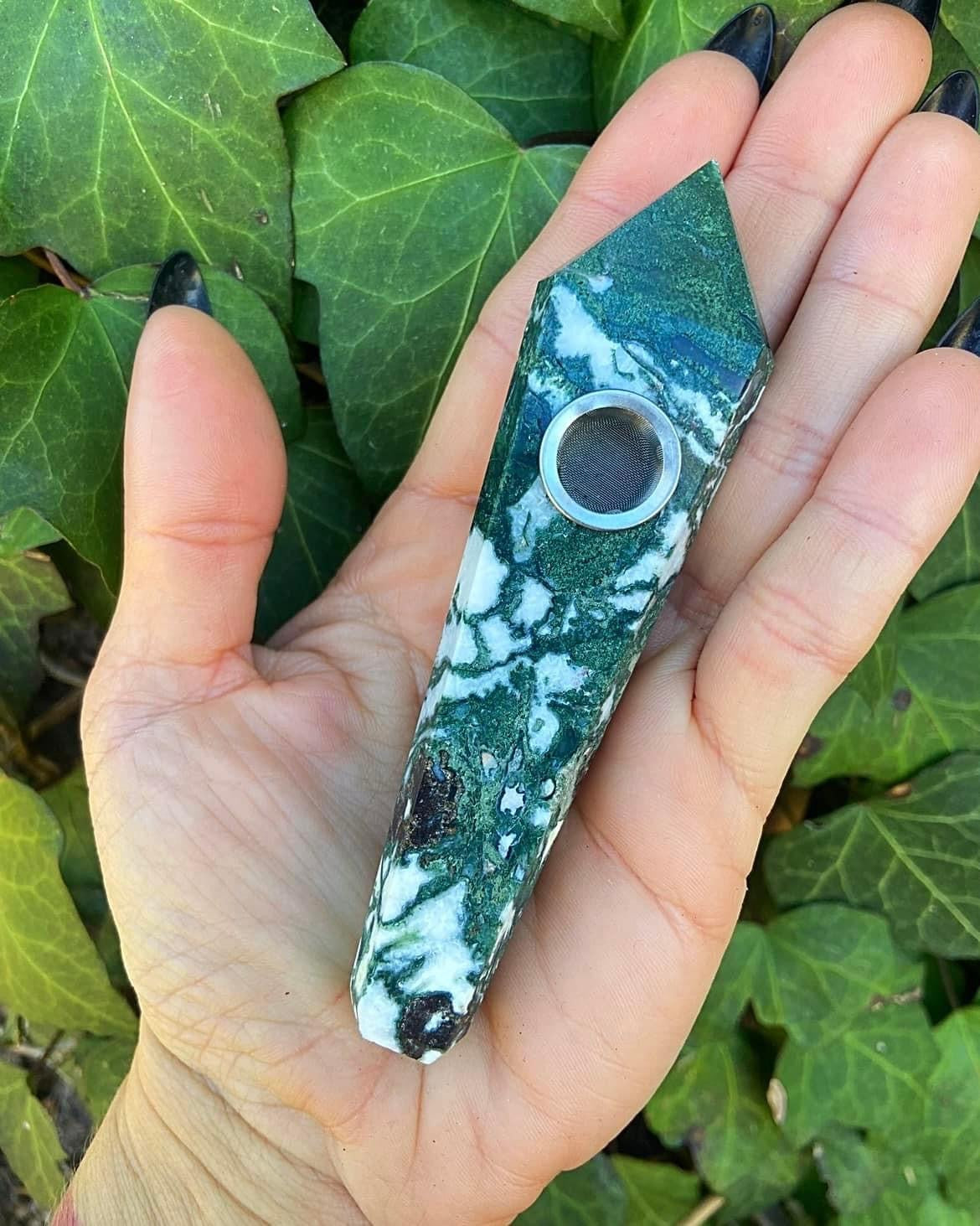 Moss Agate Pipe