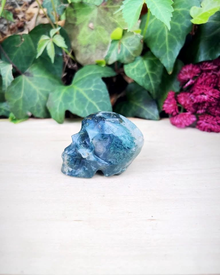 Moss Agate Skull