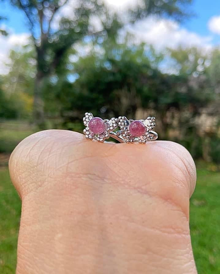 Strawberry Quartz Butterfly Rings