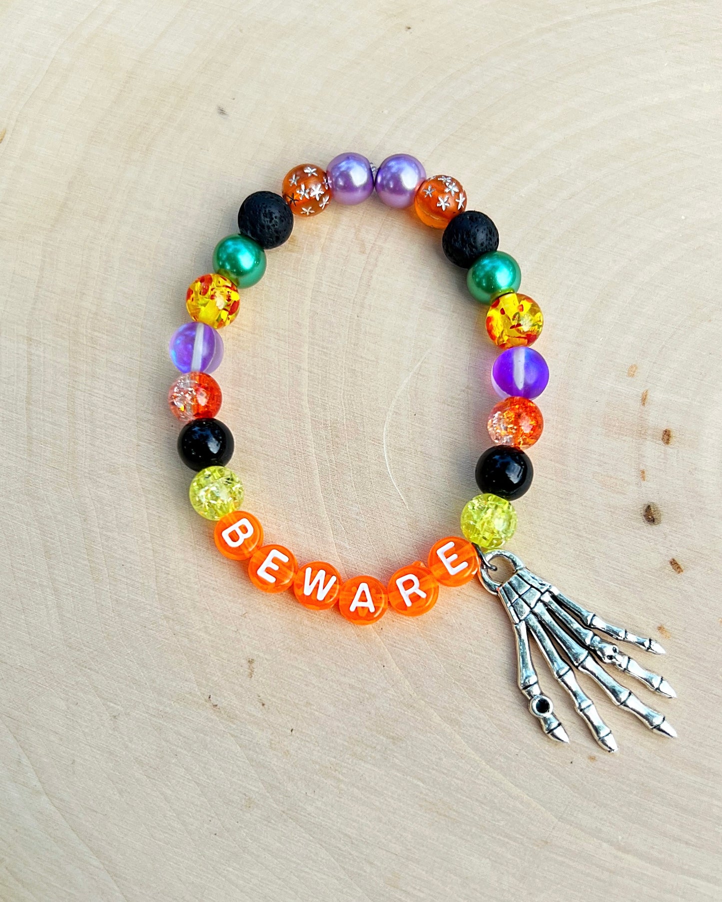 Beware Skeleton Hand Bracelet