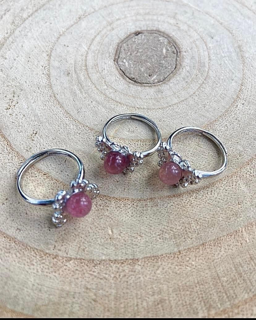 Strawberry Quartz Butterfly Rings