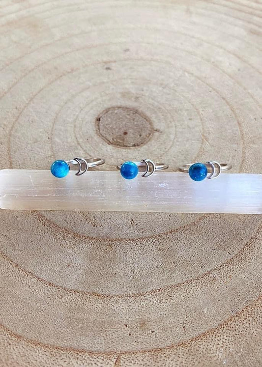 Blue Apatite Moon Rings