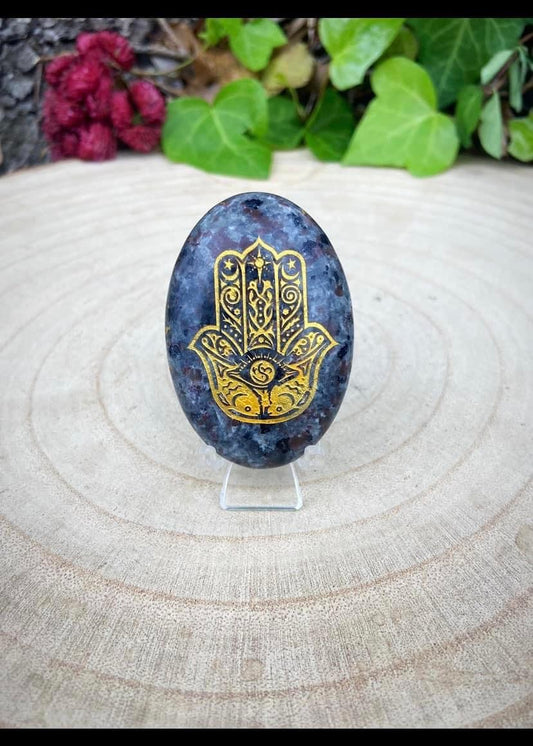 Yooperlite Hamsa Palm Stone