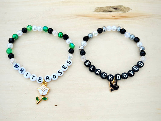 White Roses Black Doves Bracelets
