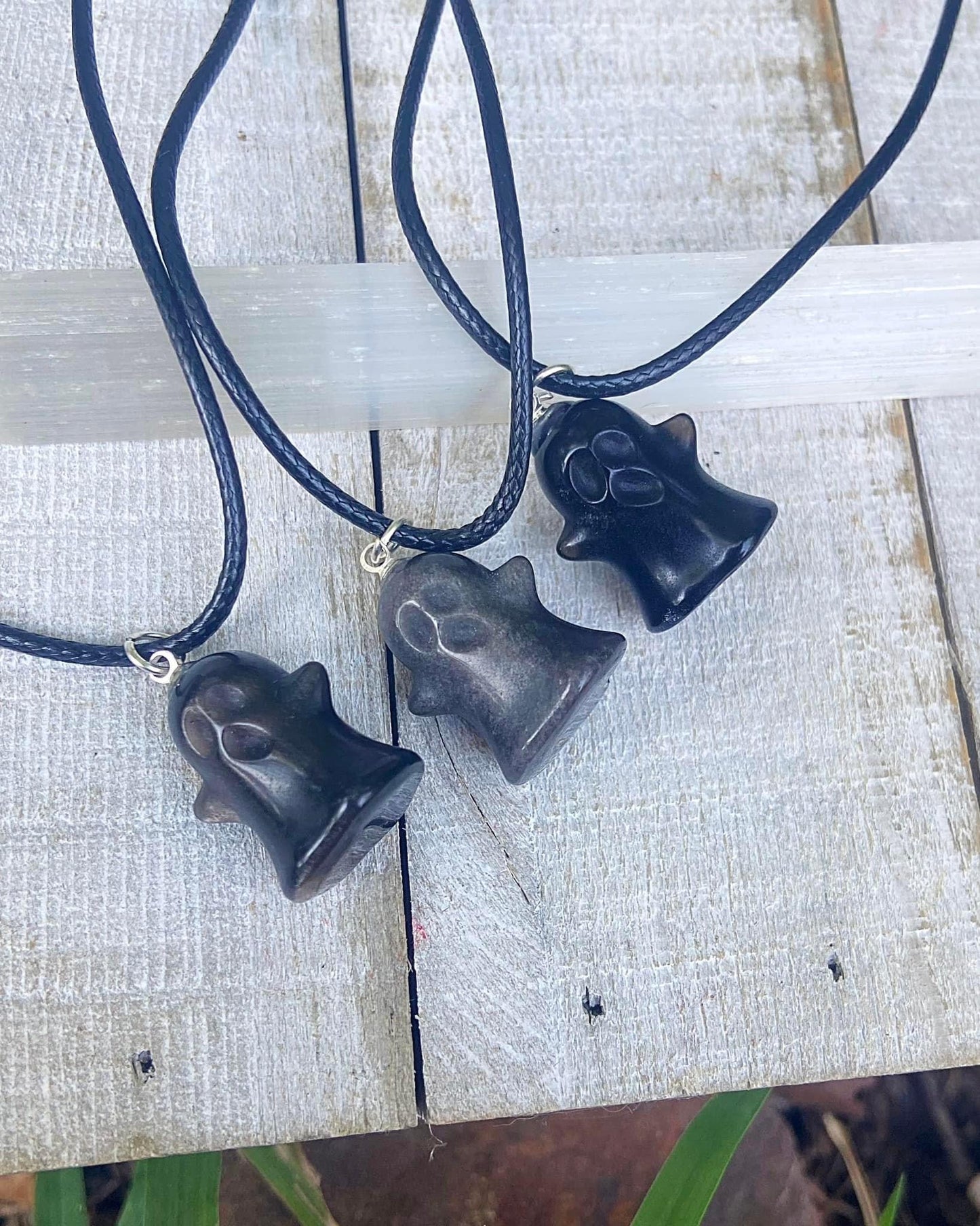 Silver Sheen Obsidian Ghost Necklaces