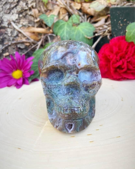 Moss Agate Skull