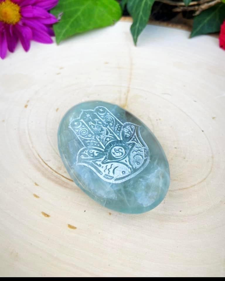 Fluorite Hamsa Palm Stone