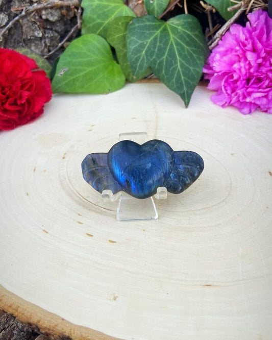 Labradorite Heart with Wings
