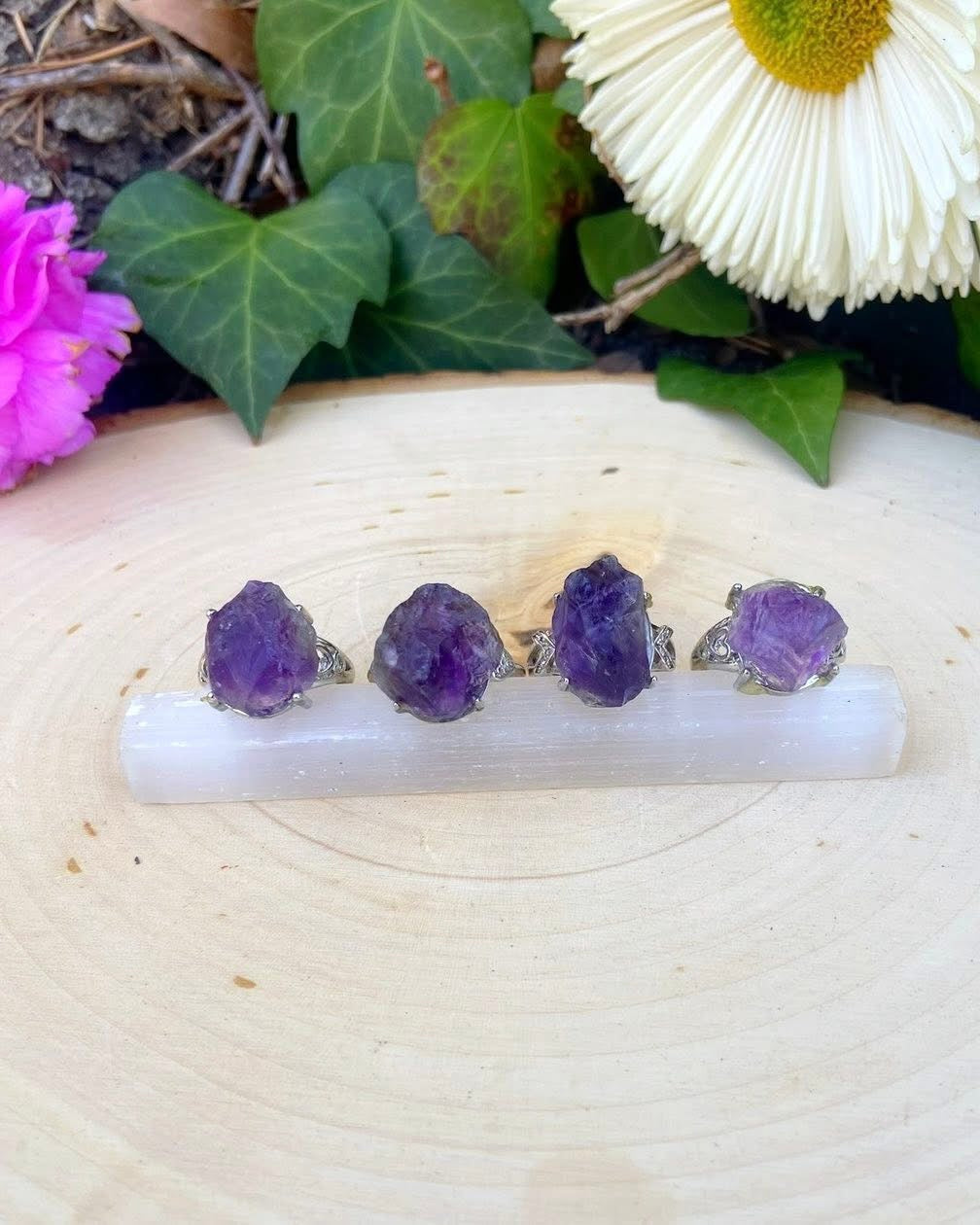 Raw Amethyst Rings