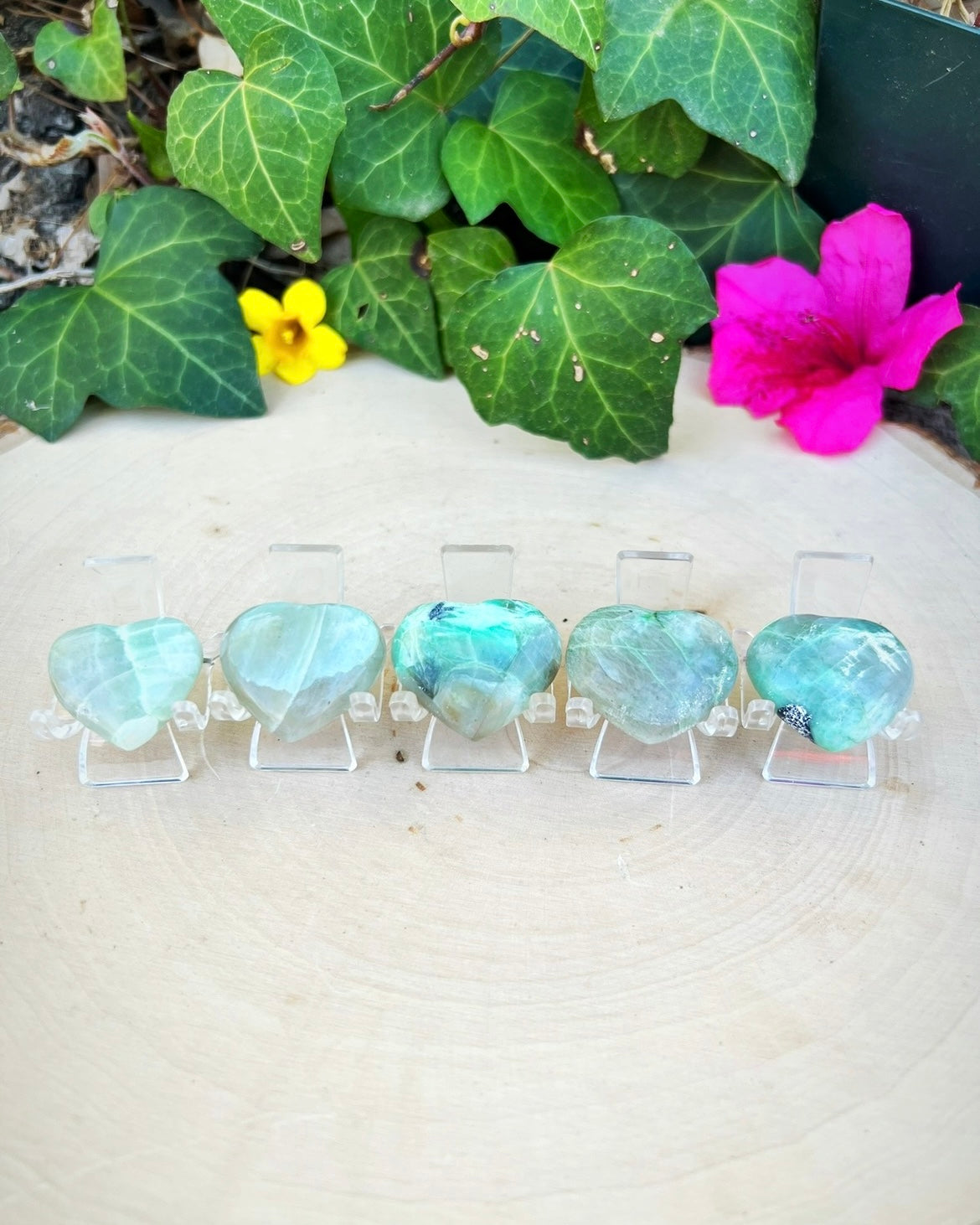 Green Moonstone Hearts