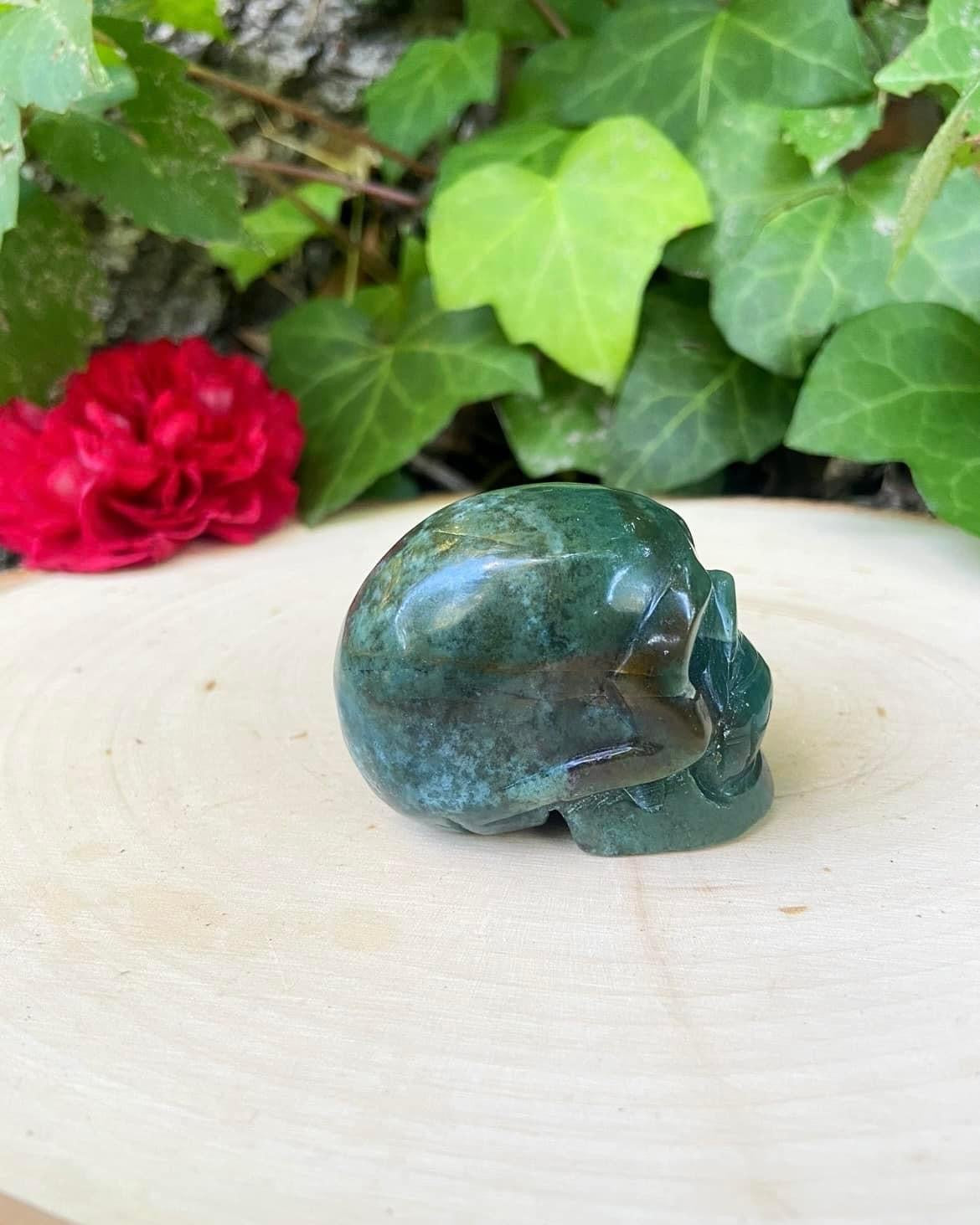 Moss Agate Skull