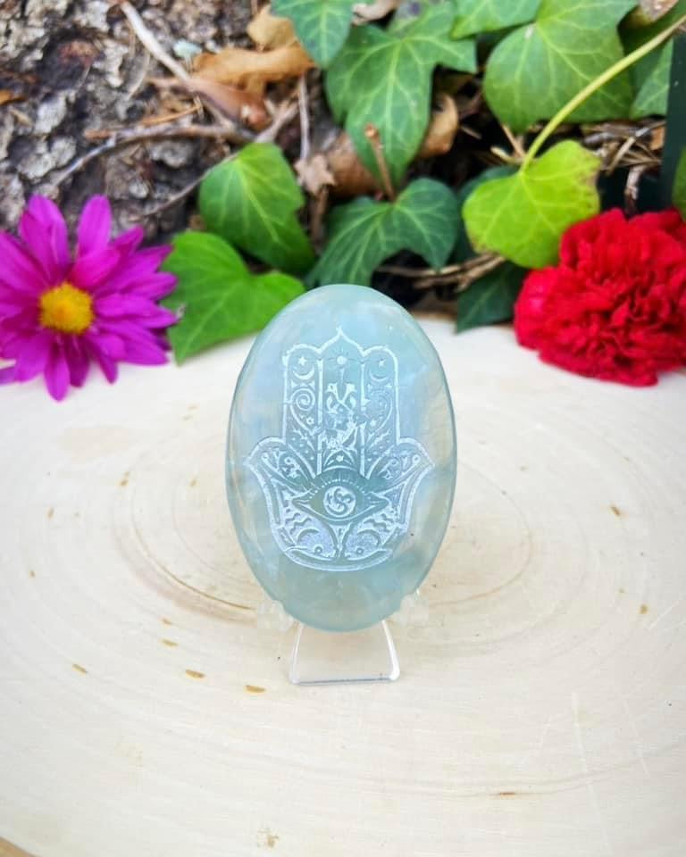 Fluorite Hamsa Palm Stone