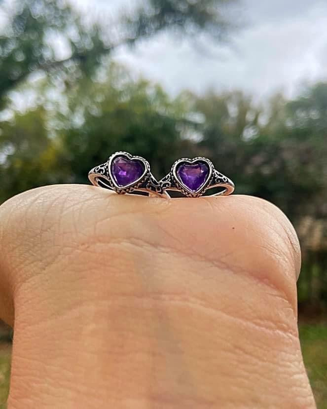 Amethyst Heart Rings