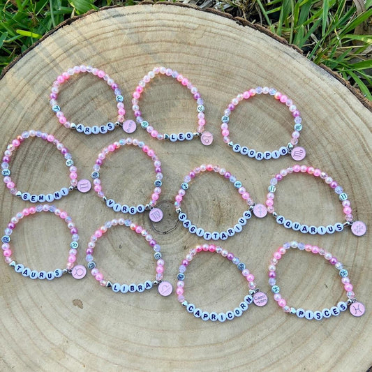 Pink Zodiac Bracelets 6mm